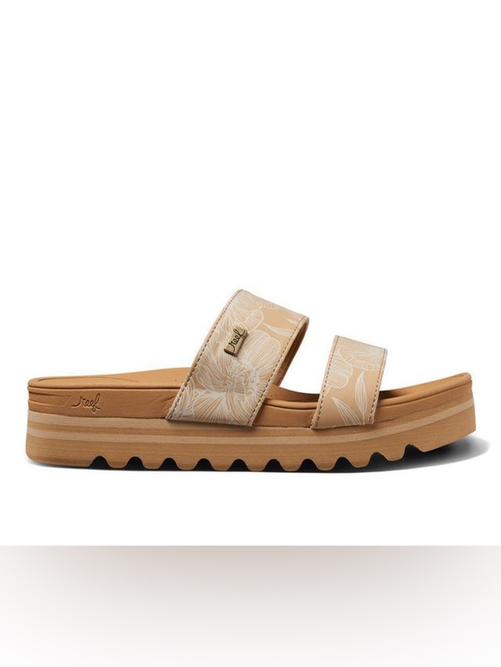 NWT REEF Banded Horizon Hi Strap Sandals Tan Floral 8